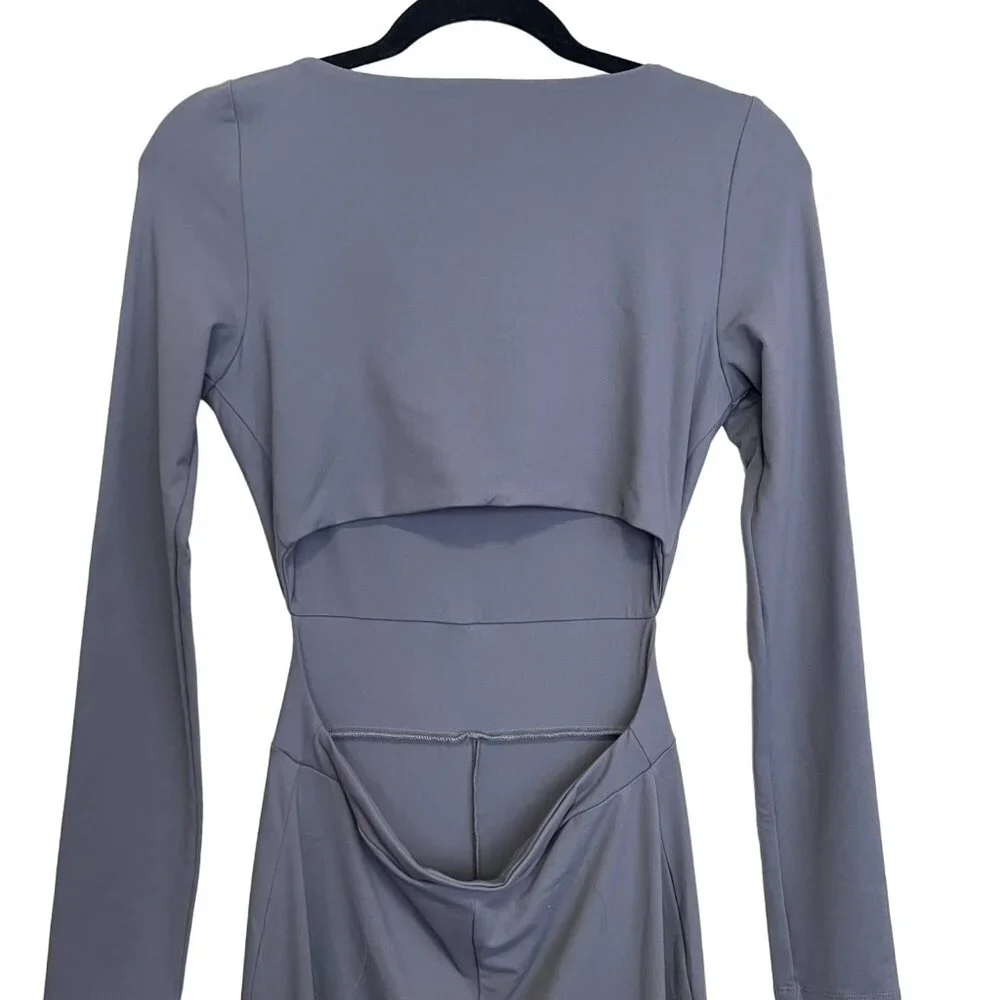 Susana Monaco Jumpsuit Gray Jersey Long Sleeve Cutout Size Small NWT - Picture 6 of 8